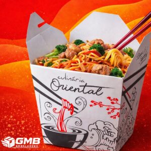 Embalagem Caixa Box Comida Chinesa Yakisoba Delivery - 100un - 500ml